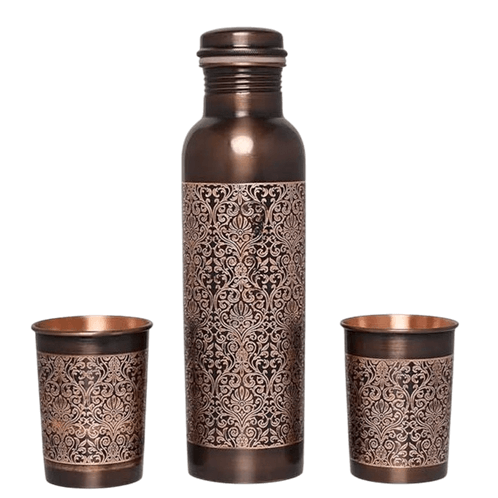 COPPER BOTTLE & GLASS ANTIQUE